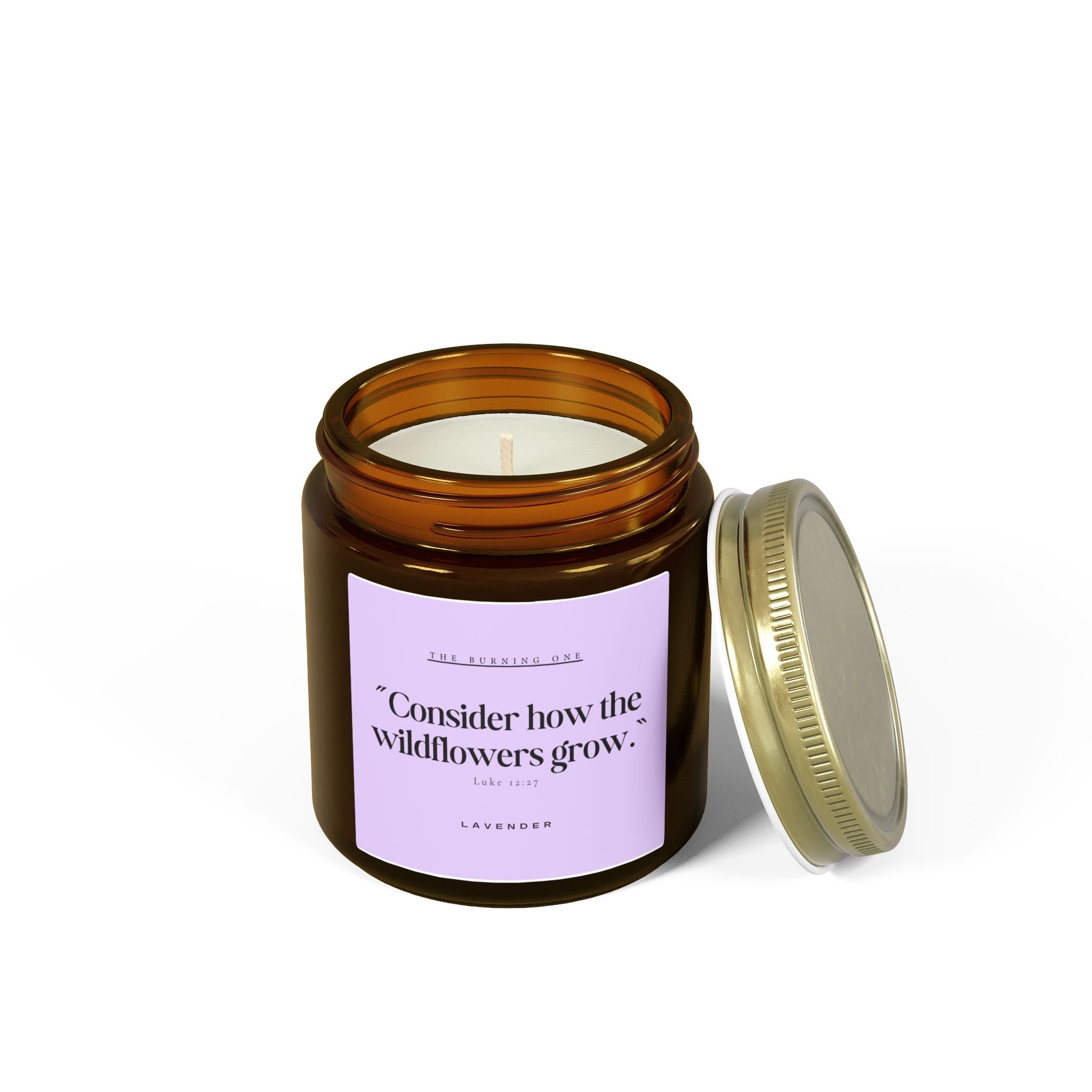 Lavender Soy Candle — "Consider How the Wildflowers Grow" Scented Jar (4oz & 9oz)