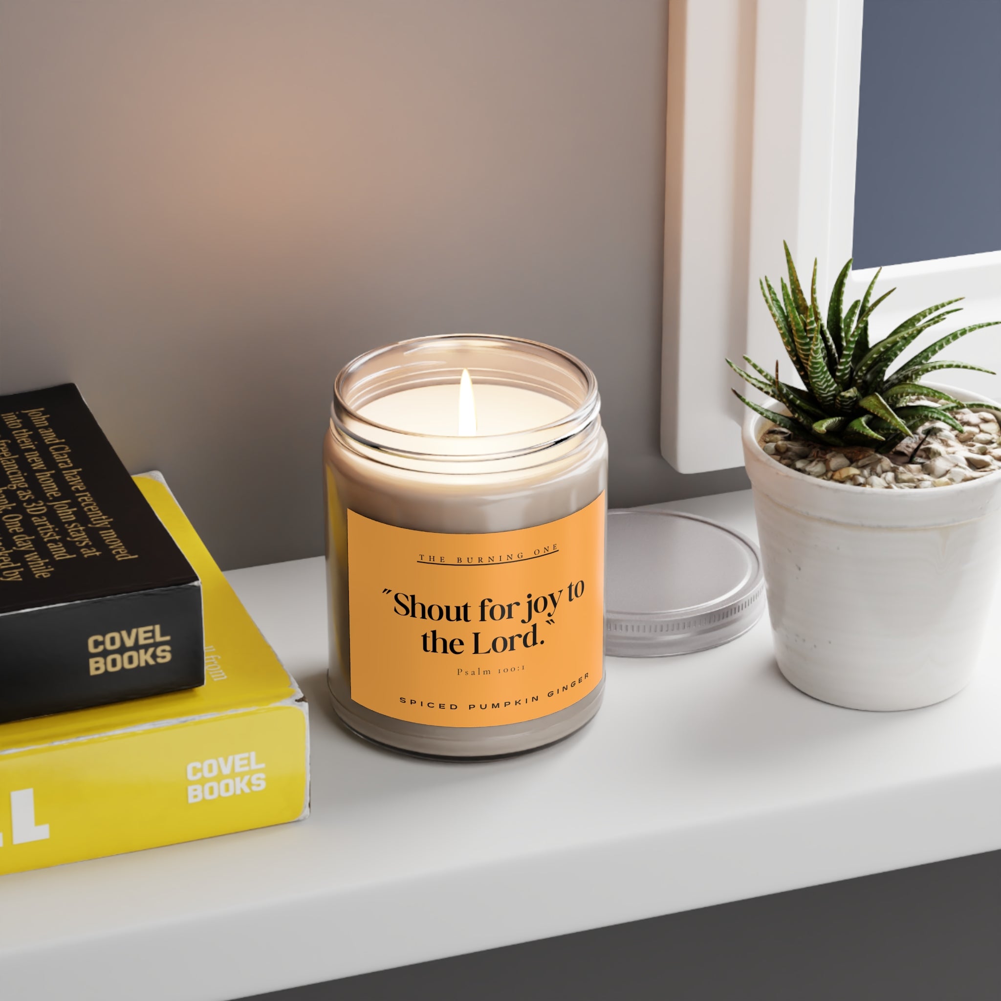 9oz Spiced Pumpkin Ginger Soy Candle — “Shout for joy to the Lord.” (White Lid)