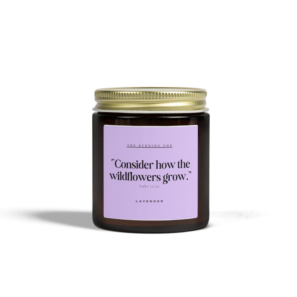 Lavender Soy Candle — "Consider How the Wildflowers Grow" Scented Jar (4oz & 9oz)