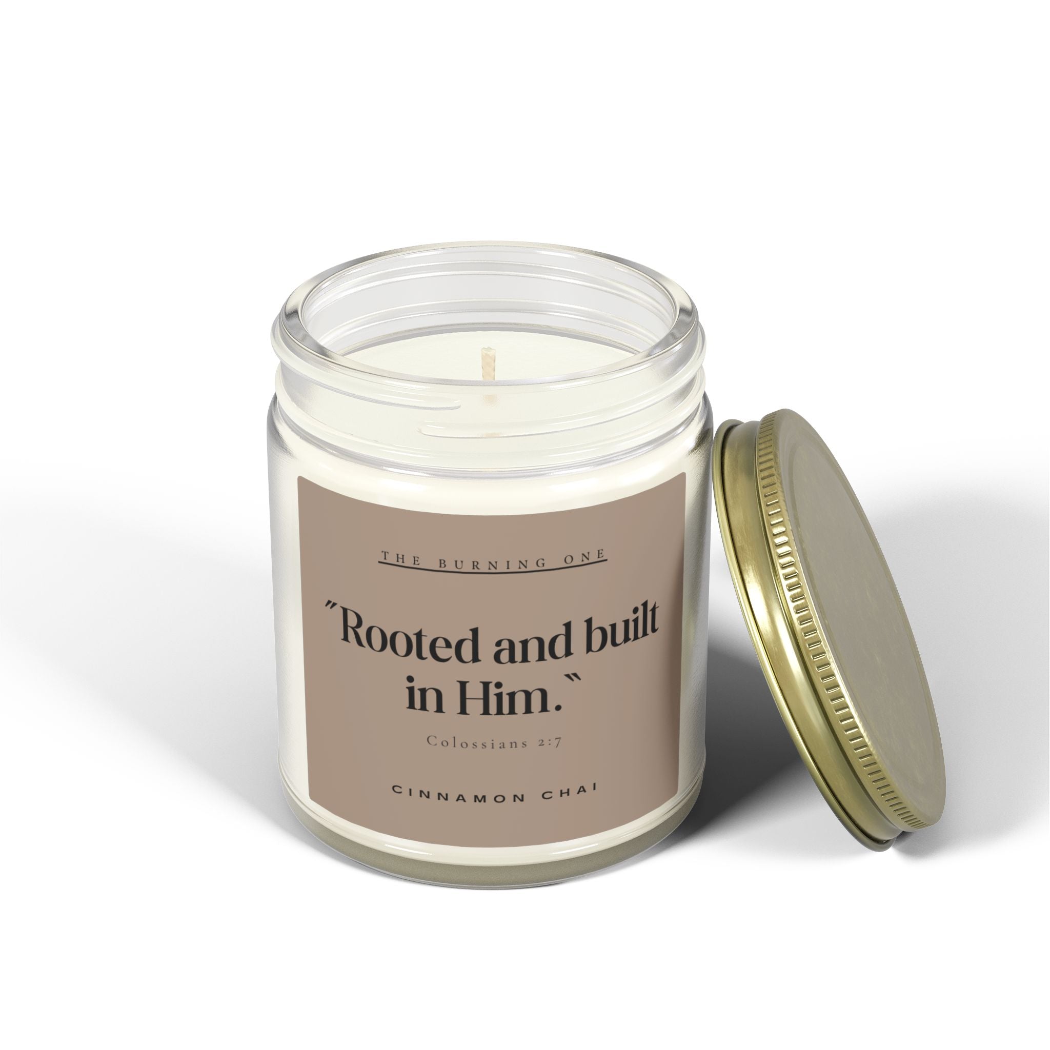 Cinnamon Chai Scented Candle — "Rooted and built in Him." (Coconut Apricot Wax, 4oz/9oz)
