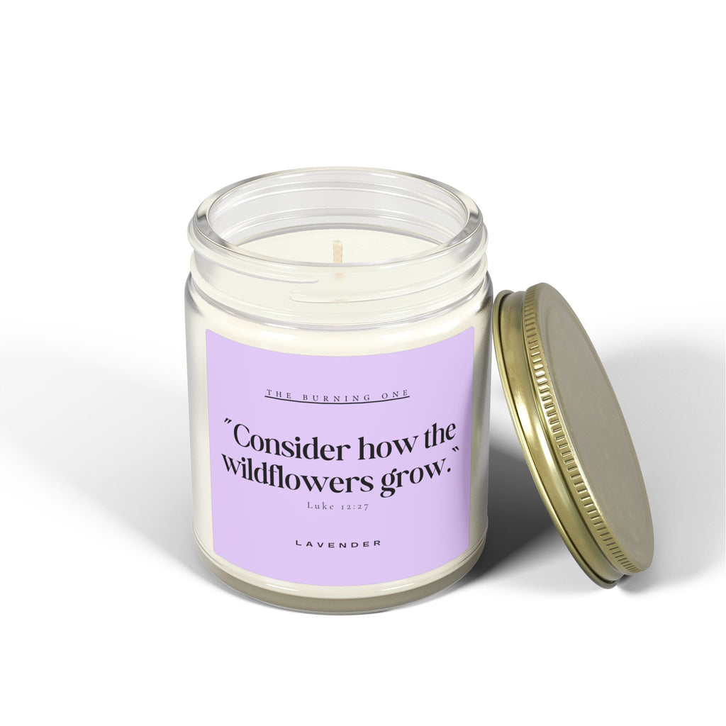 Lavender Soy Candle — "Consider How the Wildflowers Grow" Scented Jar (4oz & 9oz)