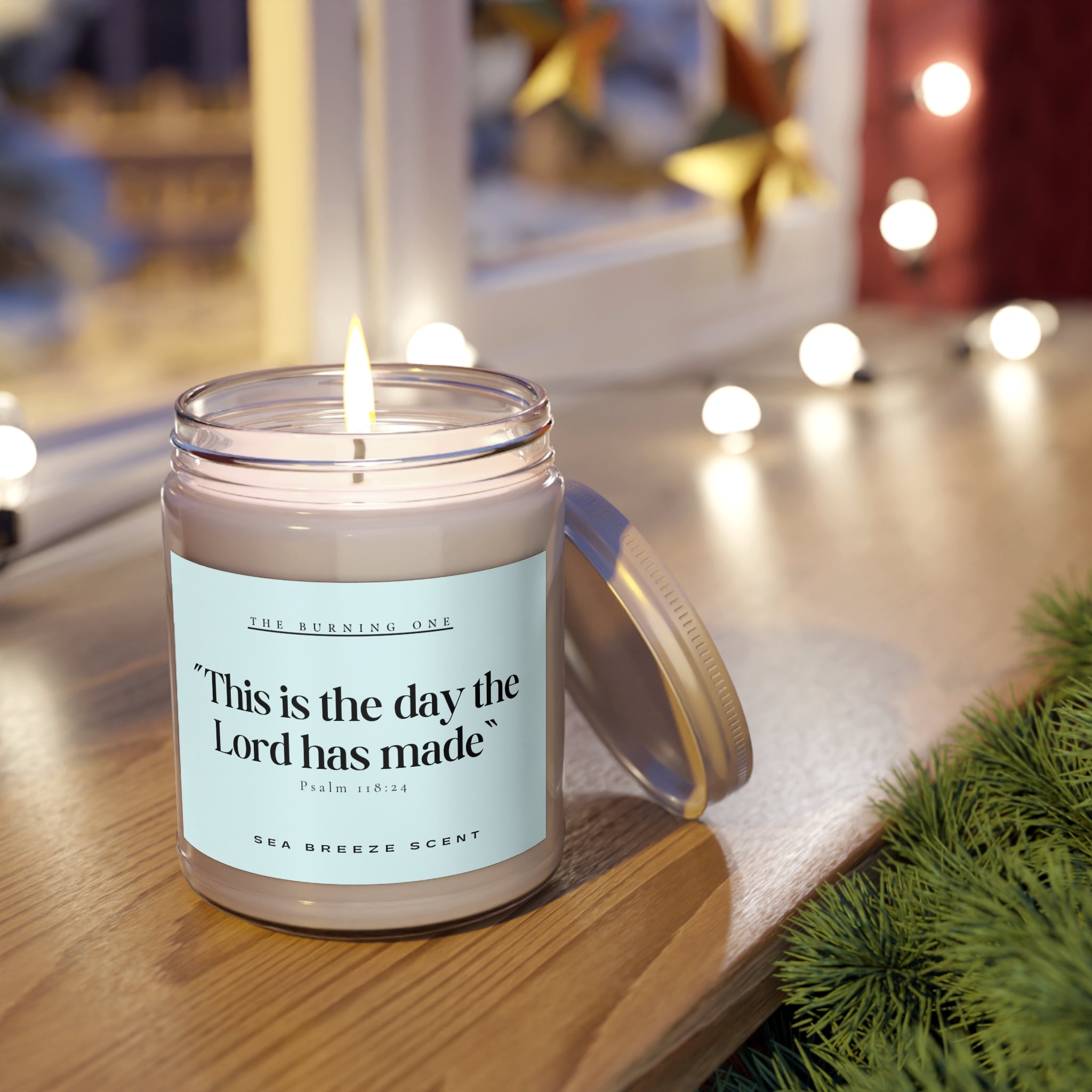 Inspirational Soy Candle - "This is the day the Lord has made" (Sea Breeze, 9oz)