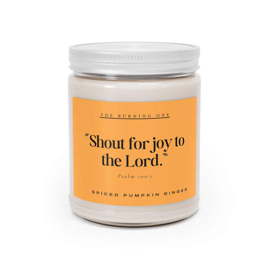 9oz Spiced Pumpkin Ginger Soy Candle — “Shout for joy to the Lord.” (White Lid)