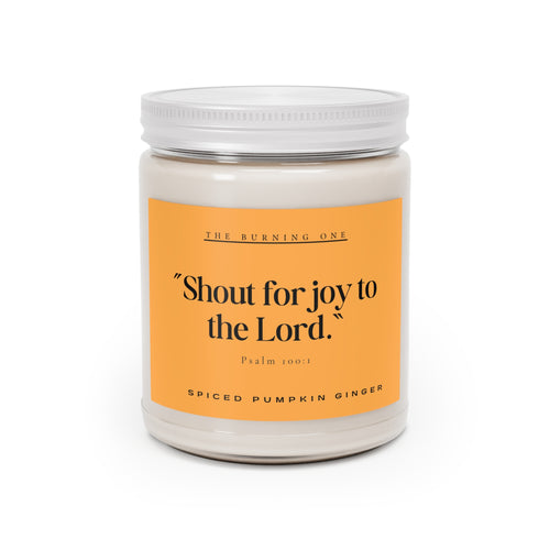 9oz Spiced Pumpkin Ginger Soy Candle — “Shout for joy to the Lord.” (White Lid)