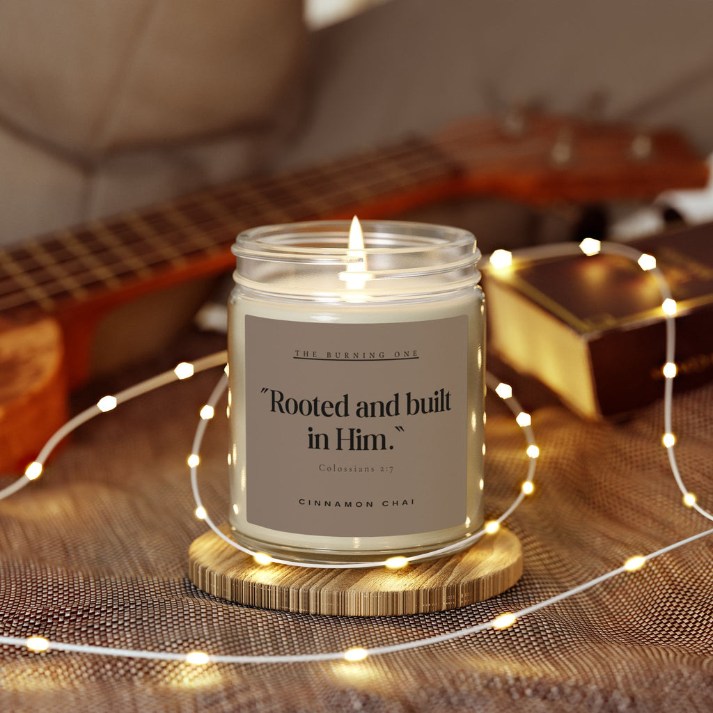 Cinnamon Chai Scented Candle — "Rooted and built in Him." (Coconut Apricot Wax, 4oz/9oz)