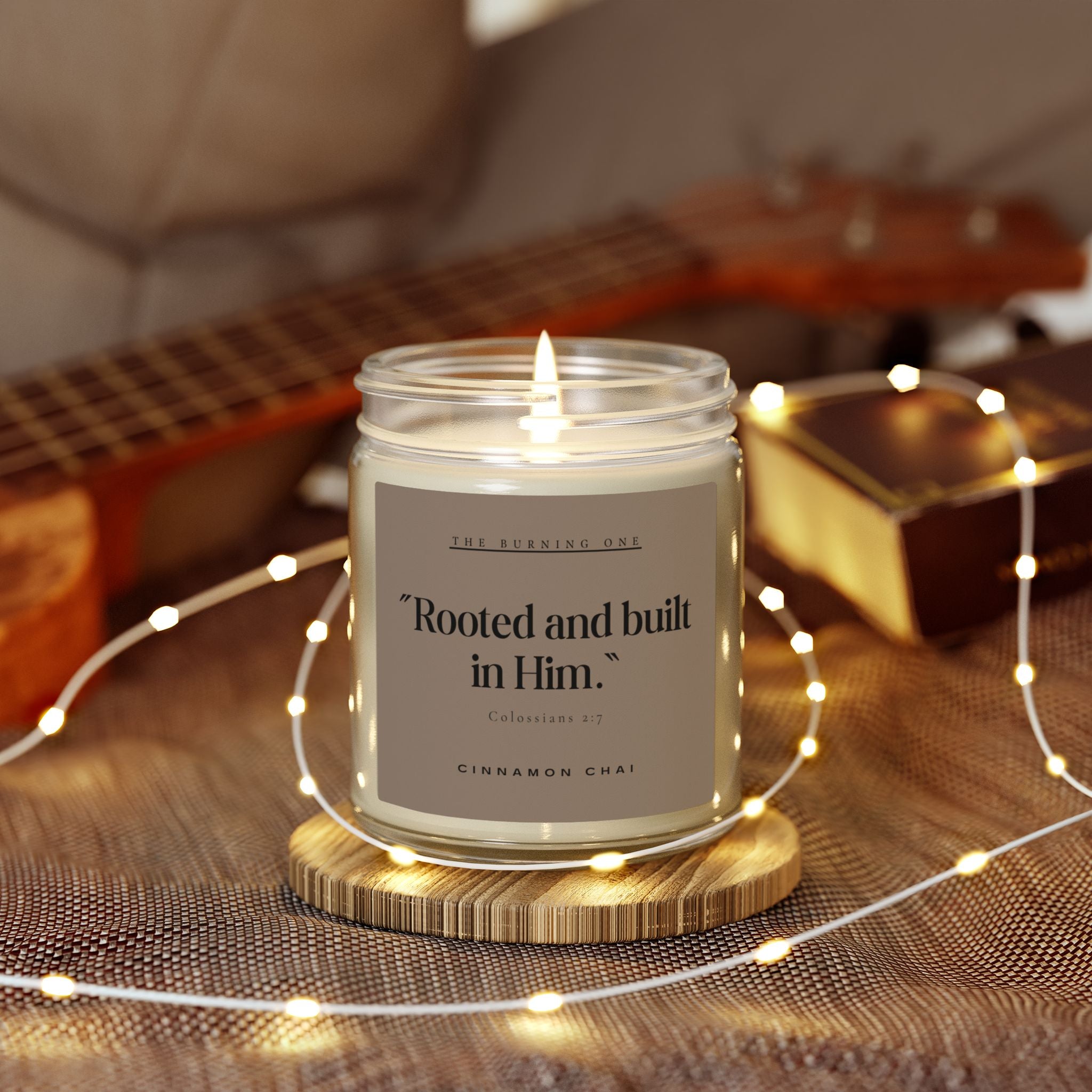 Cinnamon Chai Scented Candle — "Rooted and built in Him." (Coconut Apricot Wax, 4oz/9oz)