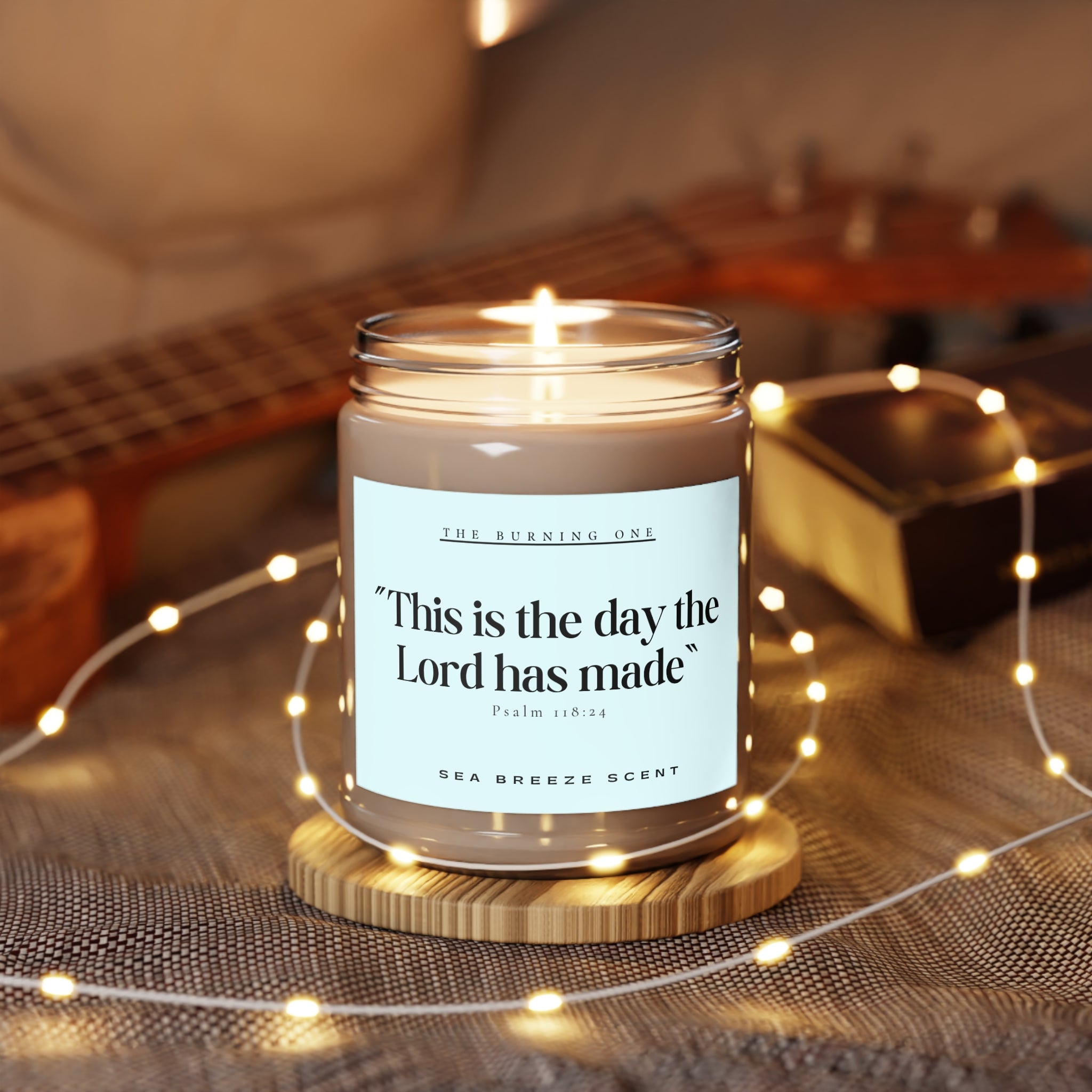 Inspirational Soy Candle - "This is the day the Lord has made" (Sea Breeze, 9oz)