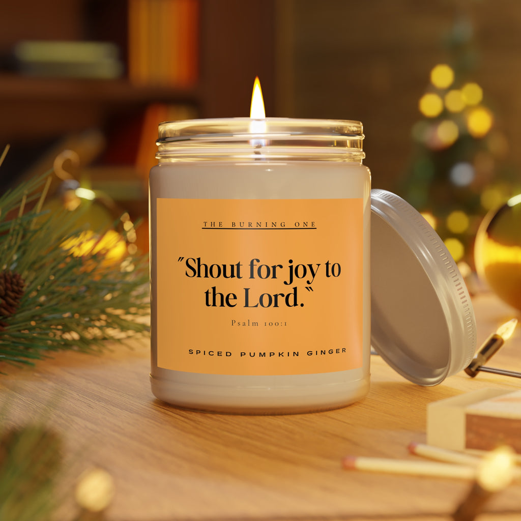 9oz Spiced Pumpkin Ginger Soy Candle — “Shout for joy to the Lord.” (White Lid)