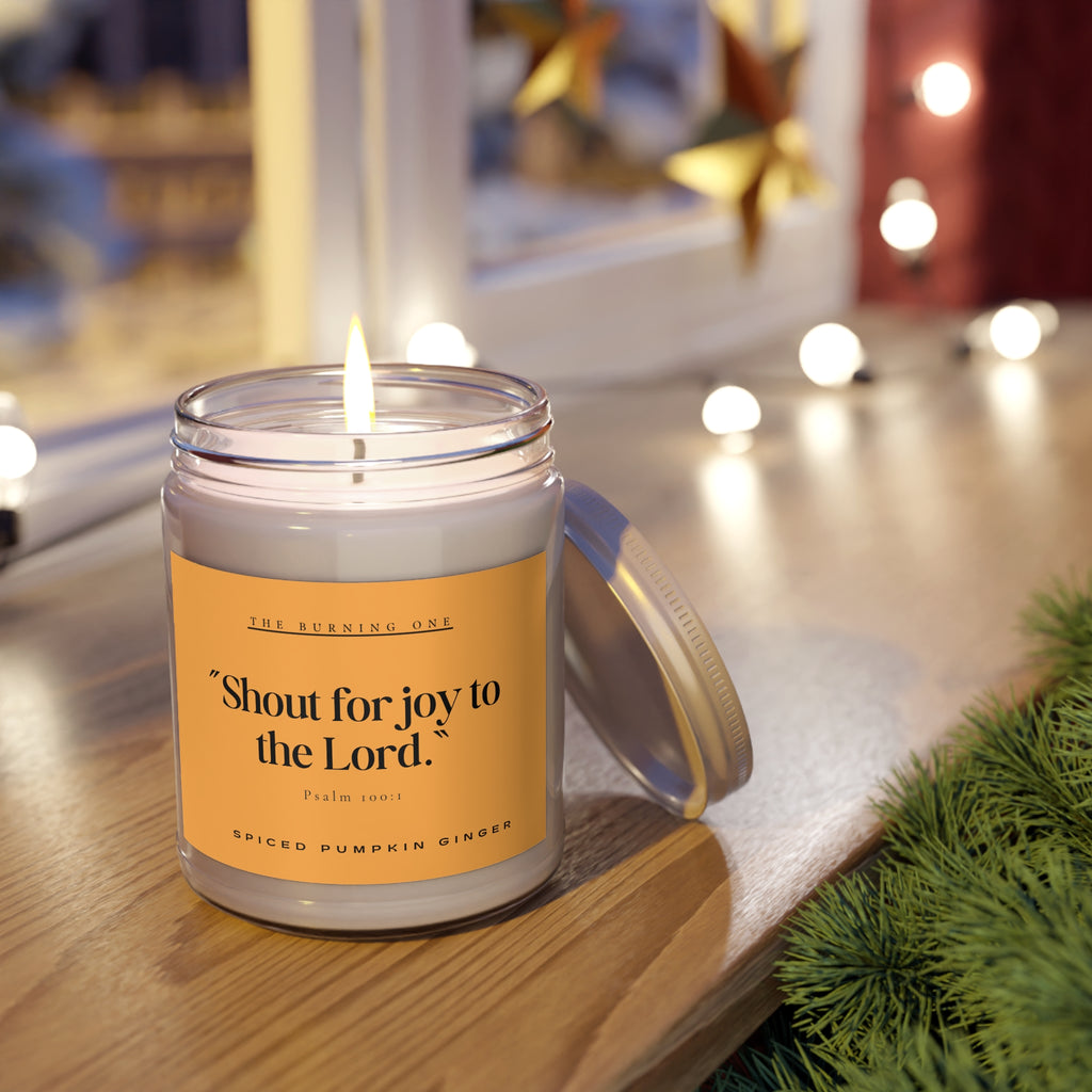9oz Spiced Pumpkin Ginger Soy Candle — “Shout for joy to the Lord.” (White Lid)