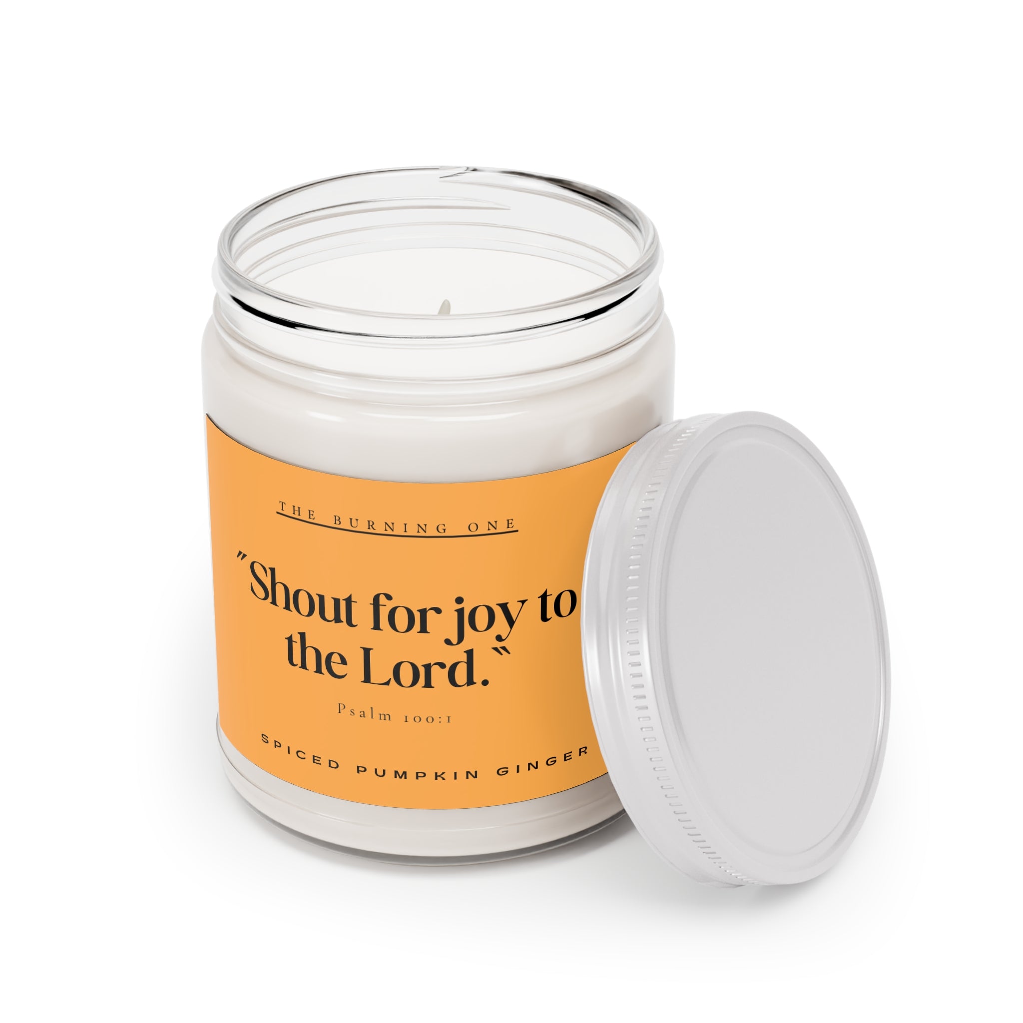 9oz Spiced Pumpkin Ginger Soy Candle — “Shout for joy to the Lord.” (White Lid)